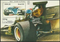 Brasiliana 83 souvenir sheet with Formula 1 race cars
