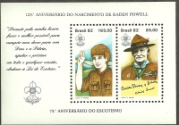 Souvenir sheet with two stamps celebrating the World Scouting Movement