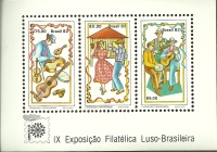 Picture of souvenir sheet with three stamps celebrating the Fandango dance