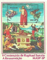 Picture of souvenir sheet commemorating the 500th anniversary of the painter Rafael