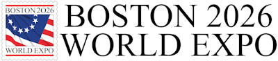 Logo of the Boston 2026 World Stamp Expo